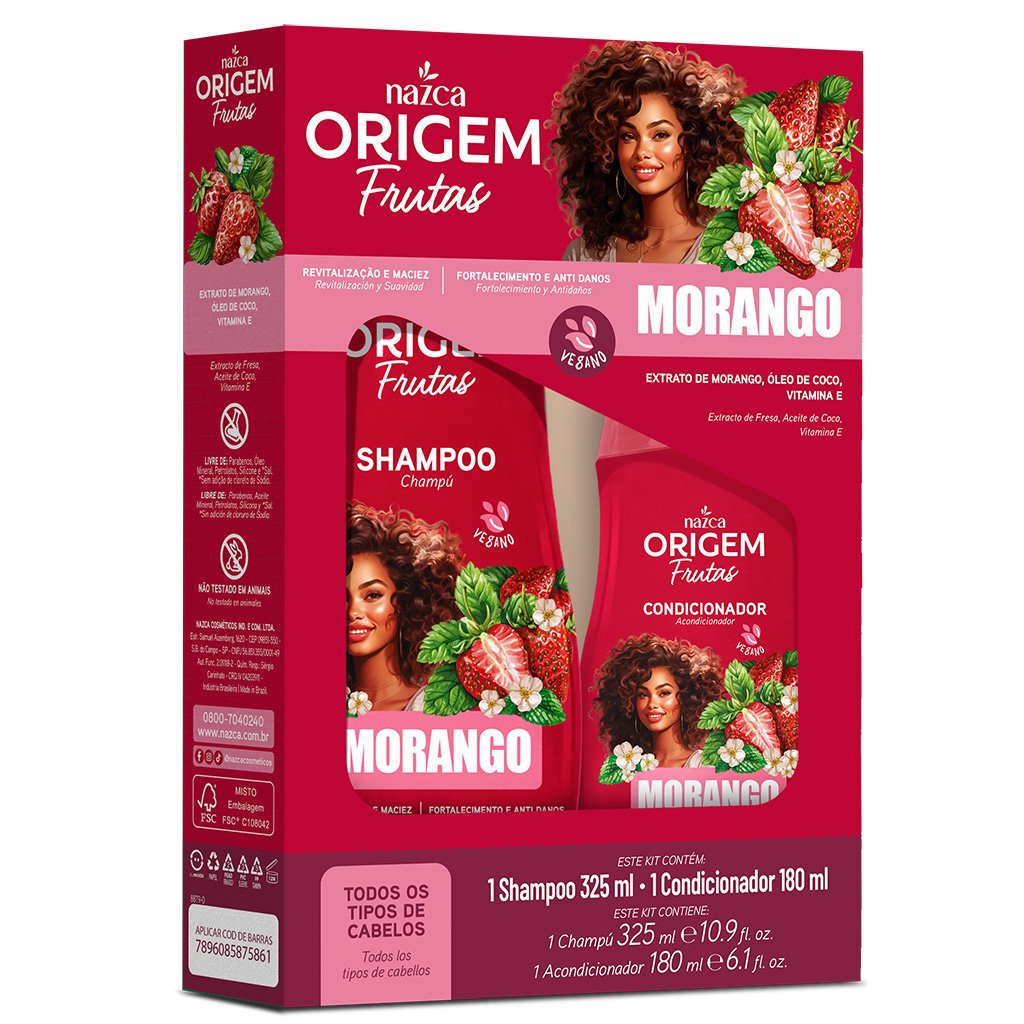 KIT SHAMPOO E CONDICIONADOR ORIGEM FRUTAS MORANGO