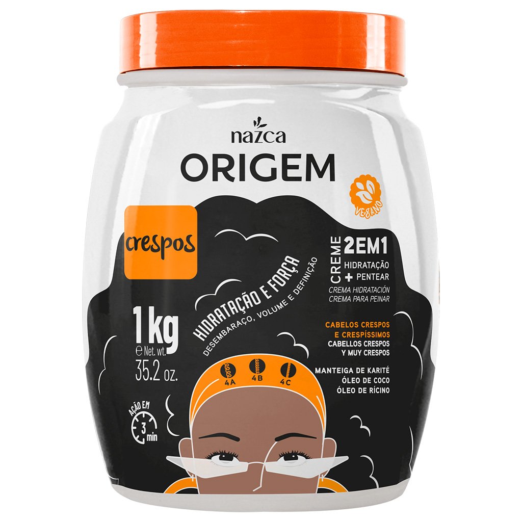 ORIGEM 2 EM 1 CRESPOS 1KG CREME DE PENTEAR E CREME DE HIDRATAÇÃO