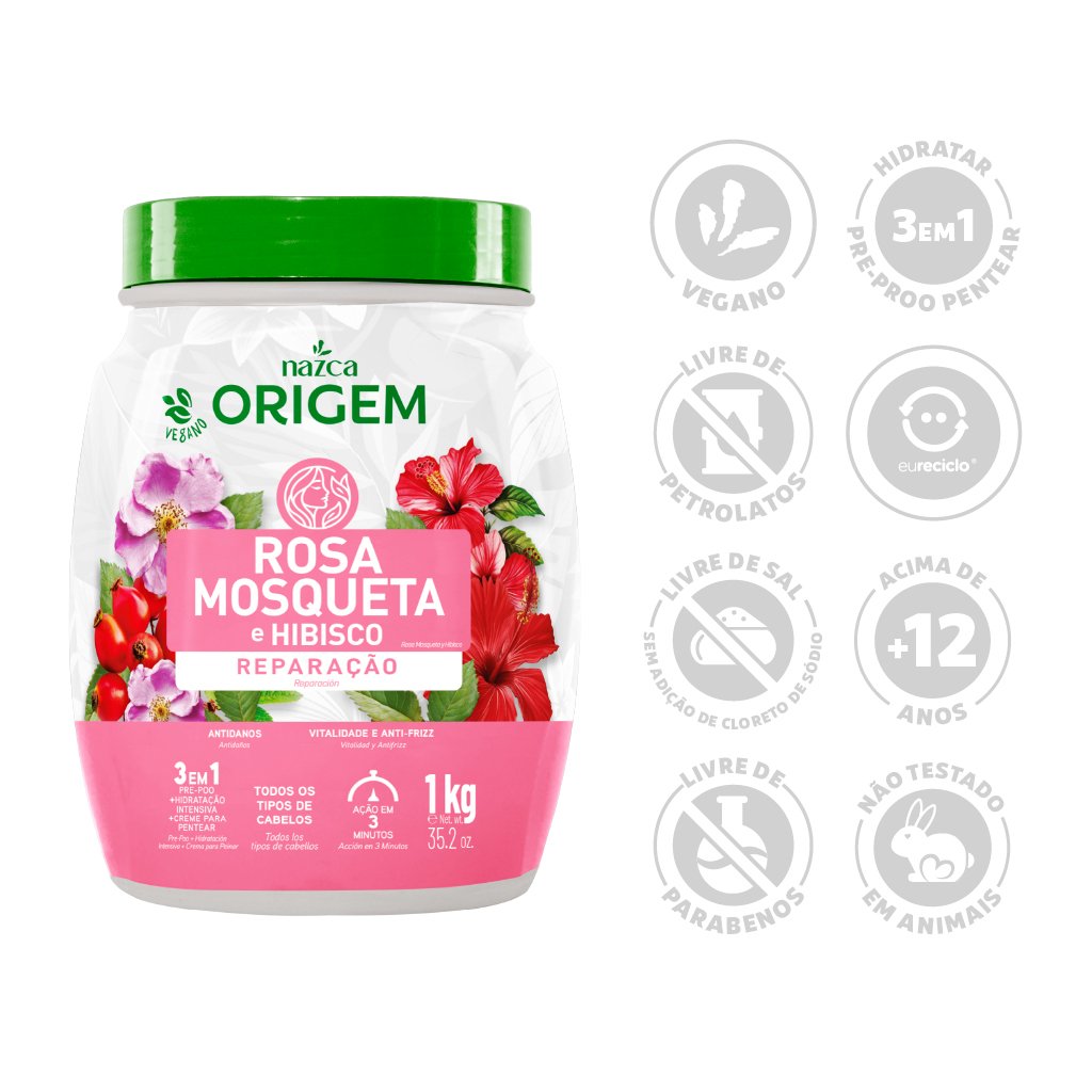 ORIGEM 3EM1 ROSA MOSQUETA E HIBISCO