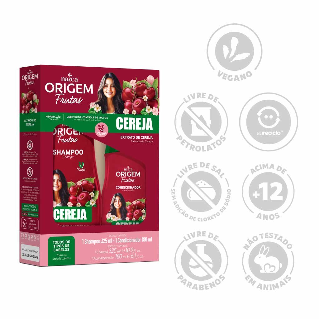 KIT DE SHAMPOO E CONDICIONADOR CEREJA